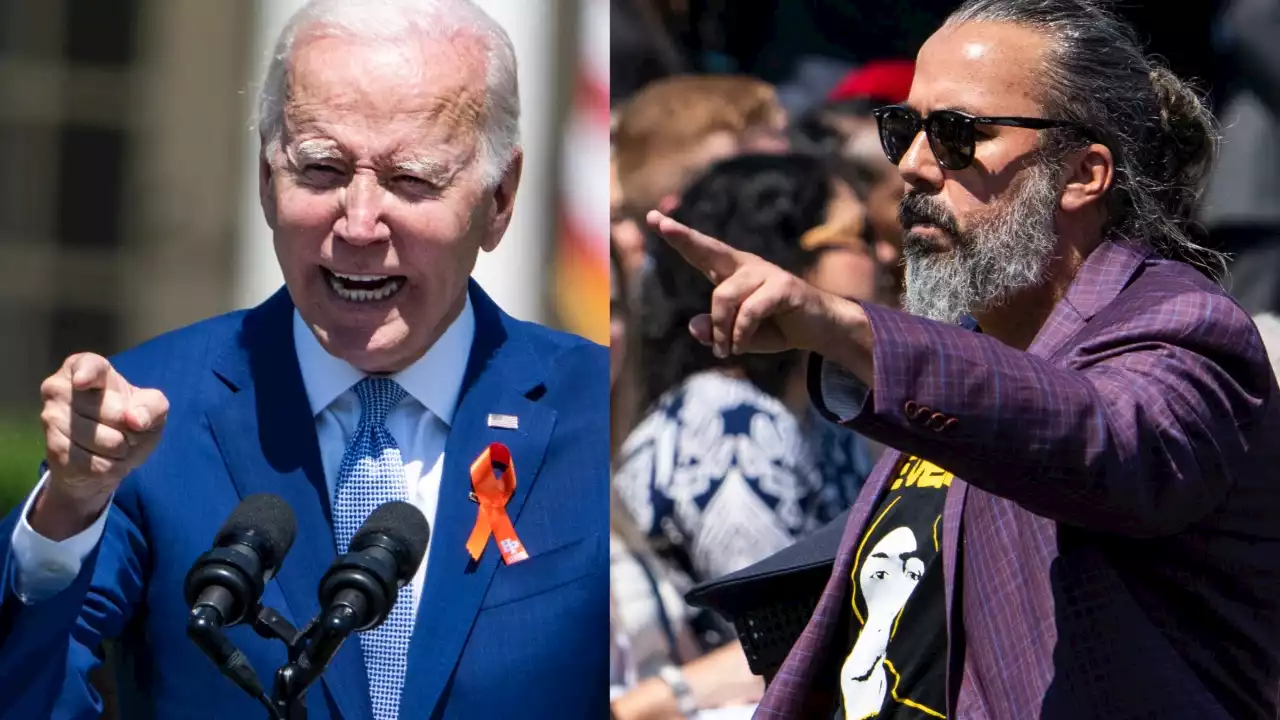 'Sit down': Biden heckled during speech on gun violence
