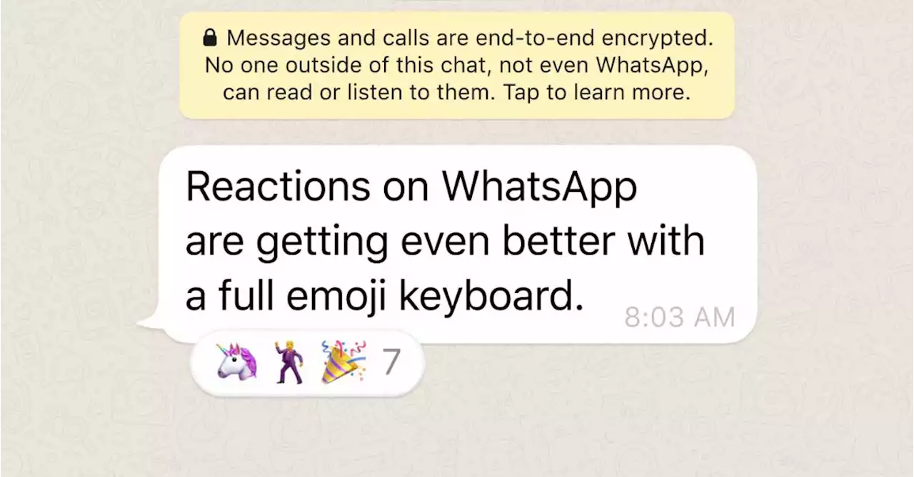 WhatsApp’s emoji reactions feature expands from six options to thousands