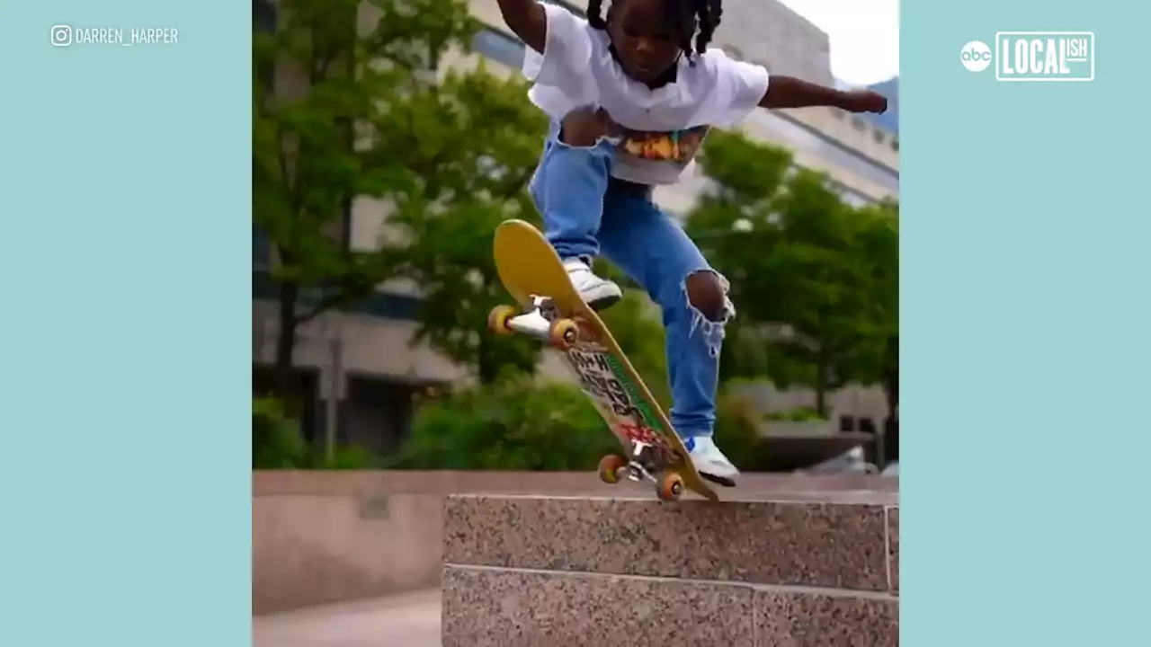 Skateboarding trailblazer Darren Harper goes viral while skating with daughters