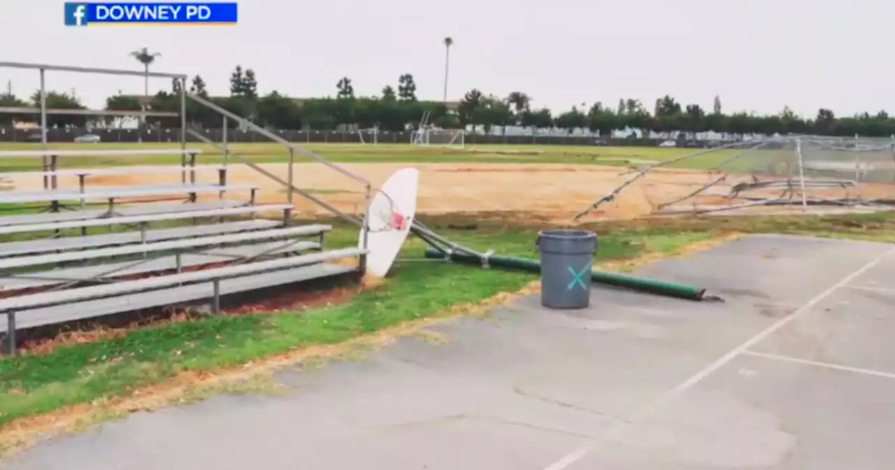 Two people under arrest for allegedly vandalizing middle school in Downey