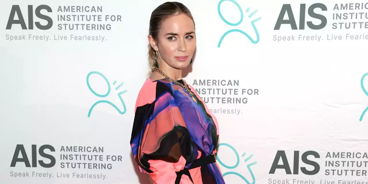 Emily Blunt Is a Vision in an Abstract Coral Dress