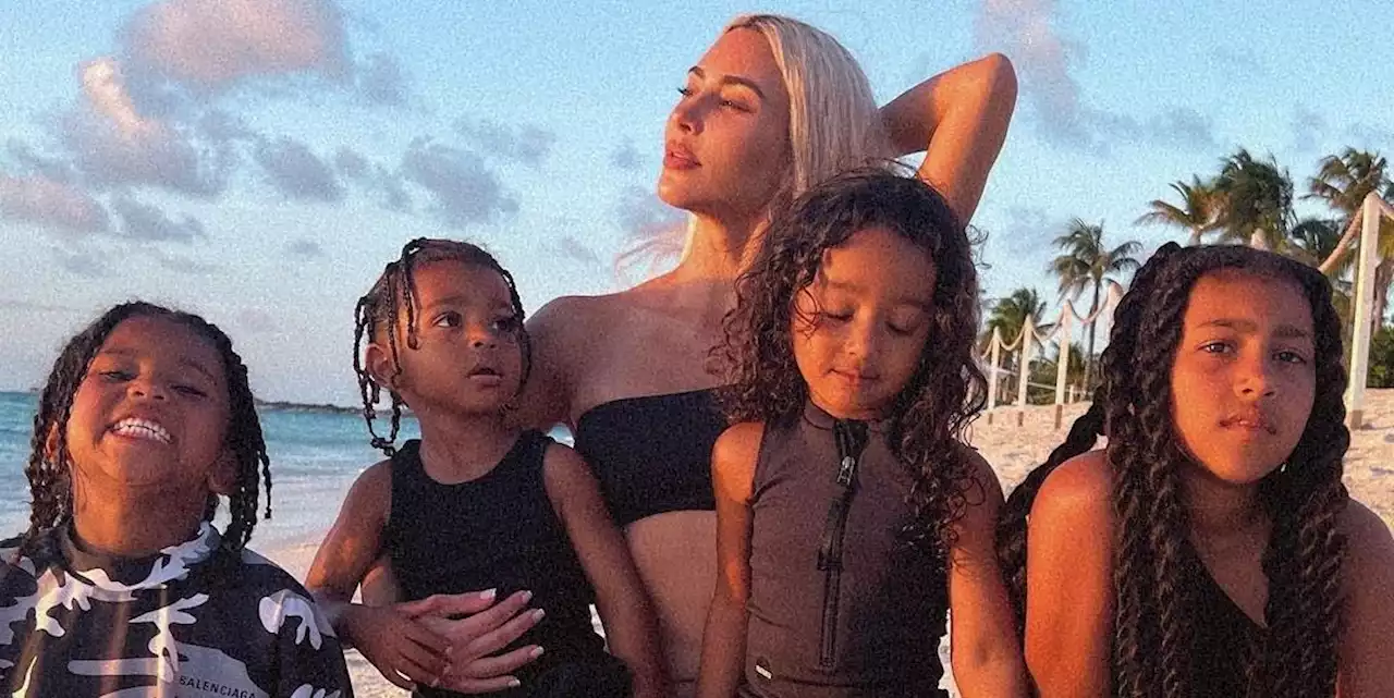 Kim Kardashian Matches Swimsuit Looks with Her Kids for Turks and Caicos Getaway