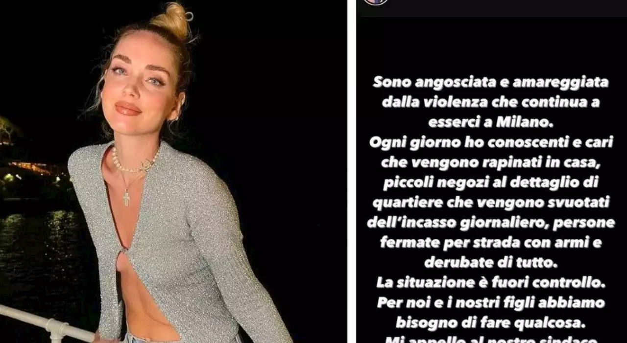 Chiara Ferragni: «A Milano troppa violenza, è allarme sicurezza». L'appello al sindaco Sala