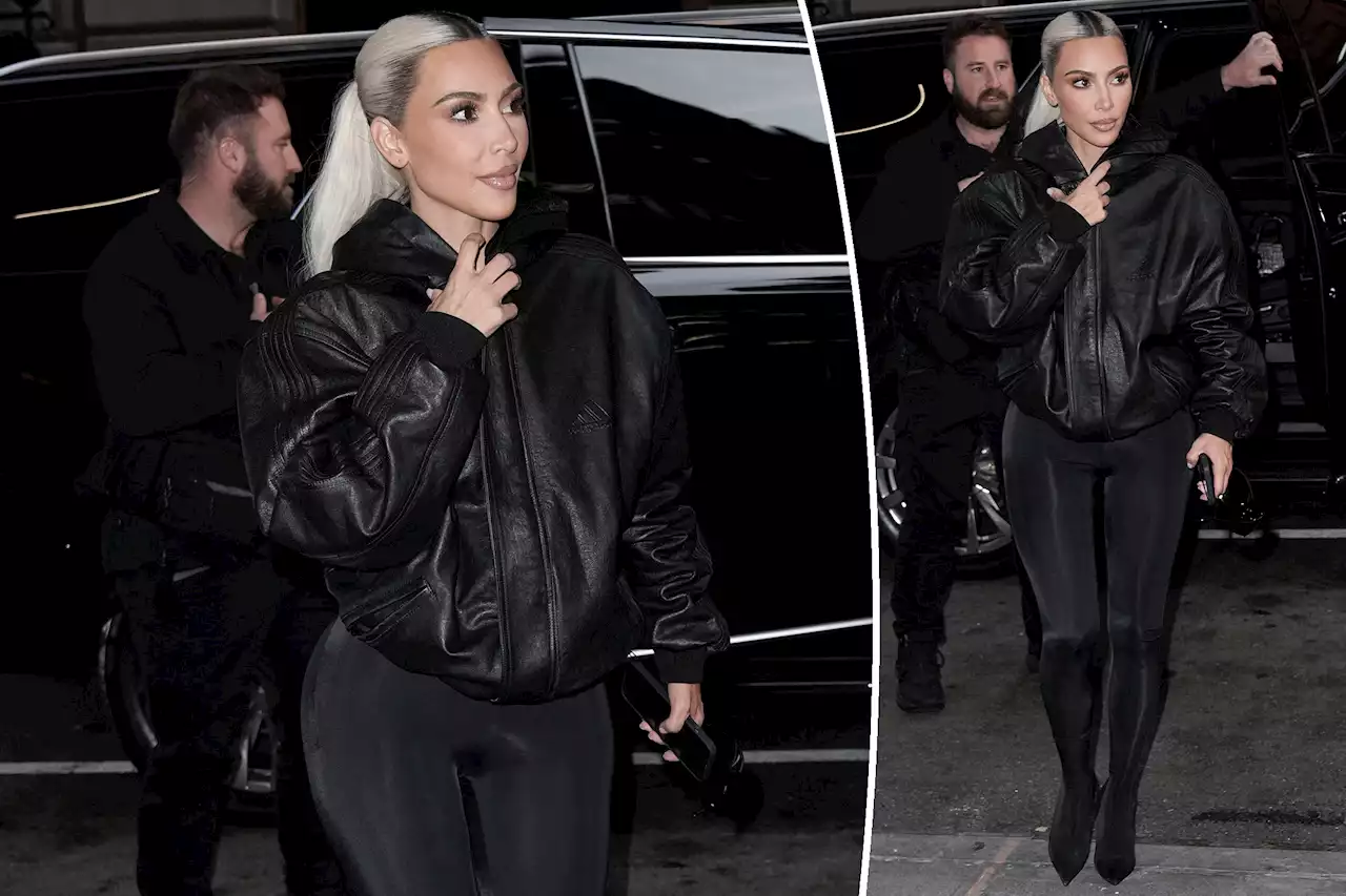 Kim Kardashian braves the 91-degree New York heat in black leather look