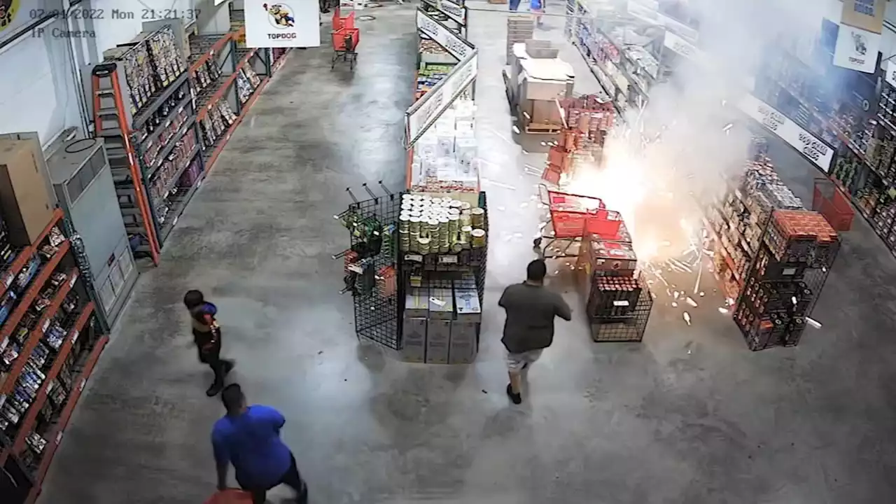 Suspects set off fireworks inside fireworks warehouse, then stole $200 in fireworks, officials say