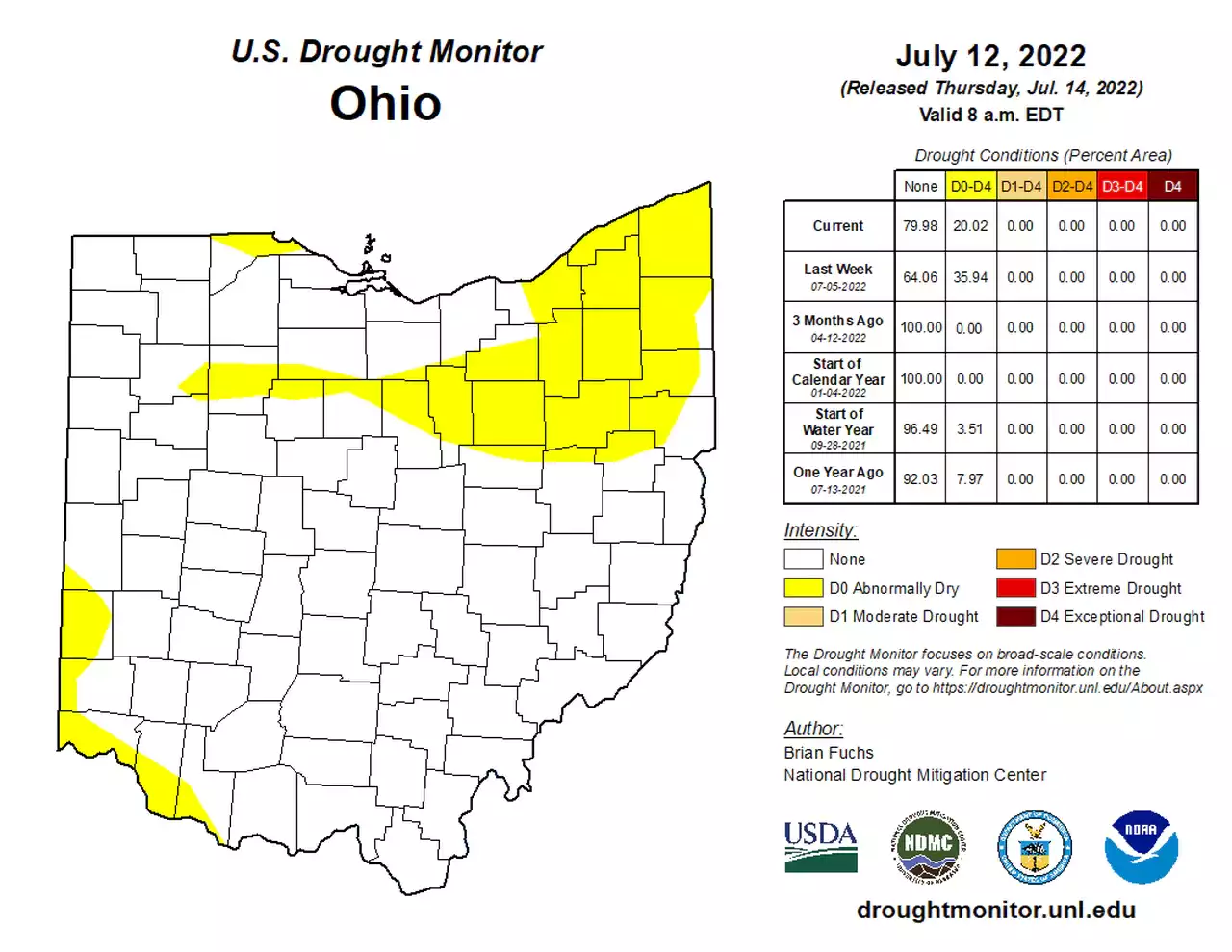 Abnormally dry weather conditions spread throughout much of northern Ohio (map)