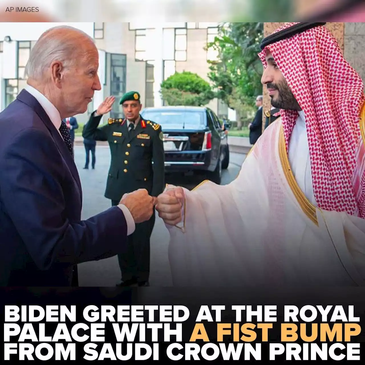 Biden greeted at the royal palace in Jeddah with a fist bump by Saudi Crown Prince