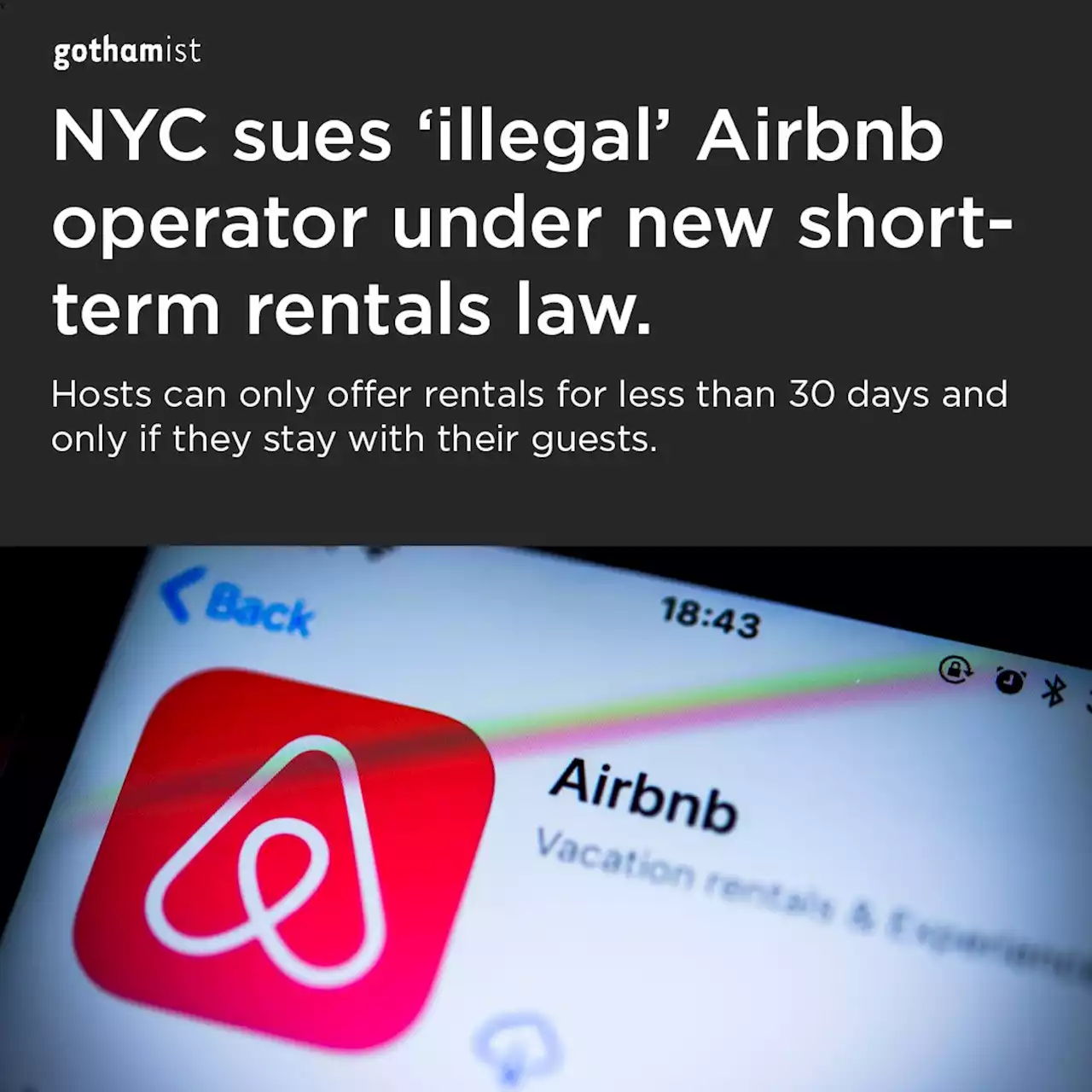 NYC sues 'illegal' Airbnb operator under new law governing short-term rentals