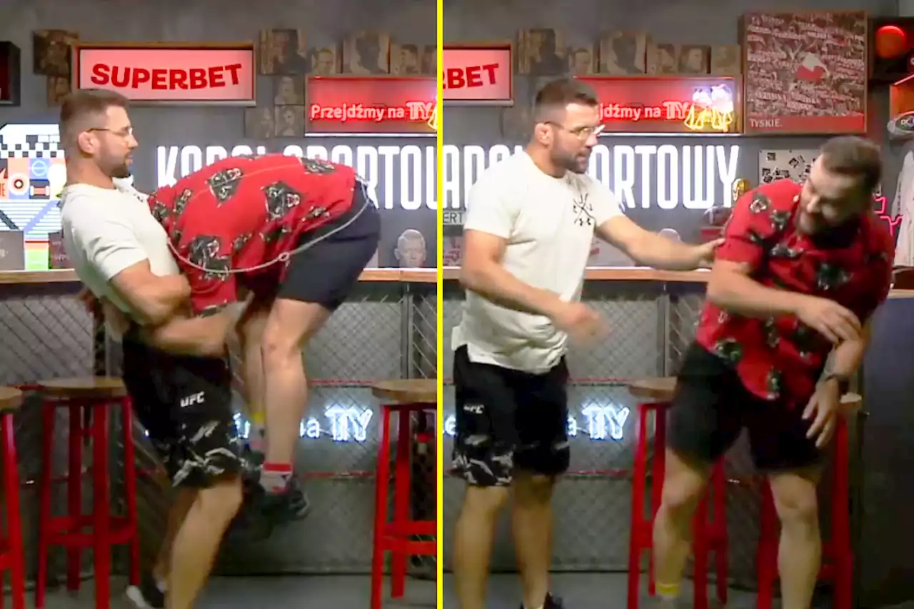 UFC's Mateusz Gamrot terrifies host with standing guillotine choke on live show