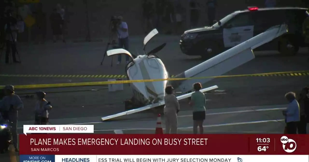 Dashcam catches plane making emergency landing on San Marcos road