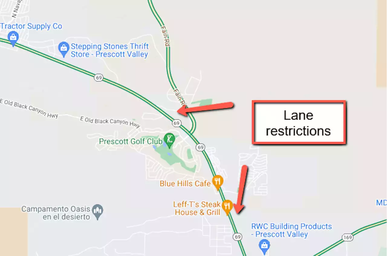 Plan for overnight lane restrictions on State Route 69 at the junction with State Route 89A (Fain Road) in Prescott Valley July 19 - 20