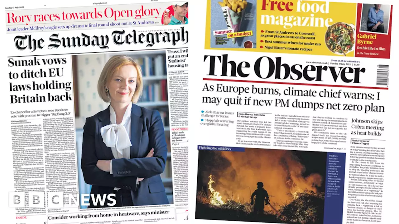 Newspaper headlines: Sunak vows to 'ditch EU laws' and 'Europe burns'