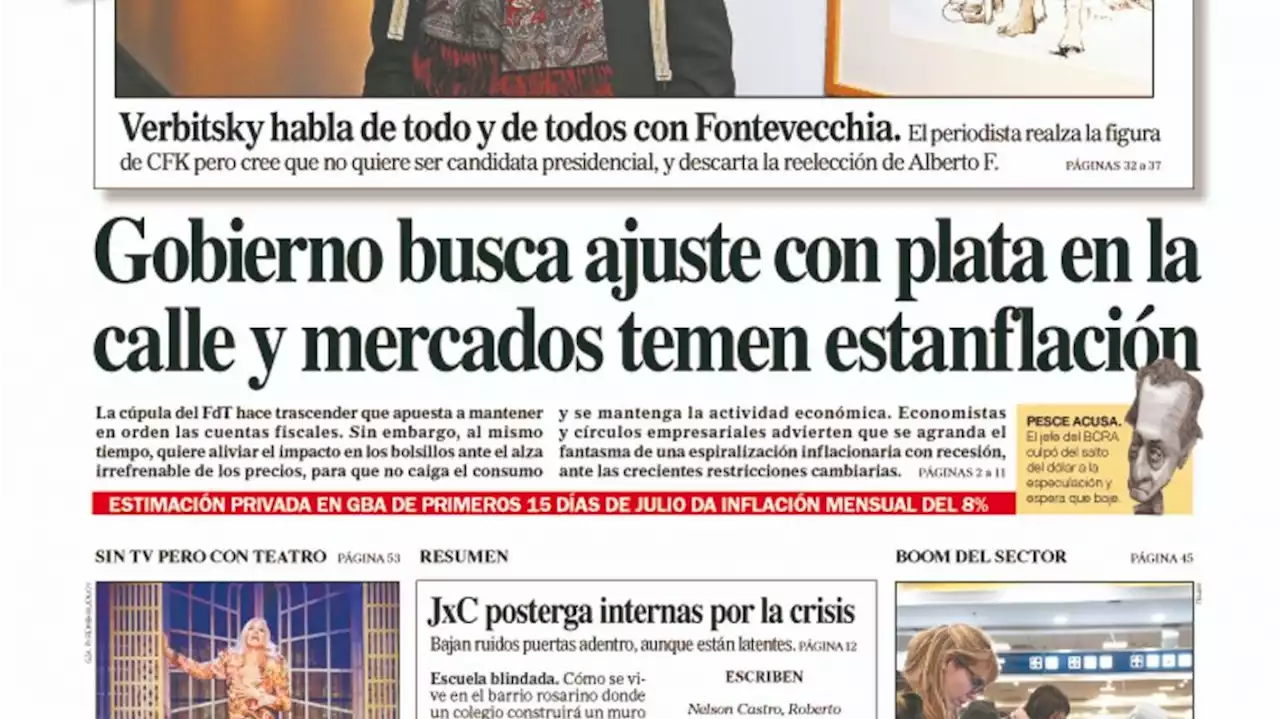 La tapa del Diario PERFIL de este domingo 17 de julio de 2022