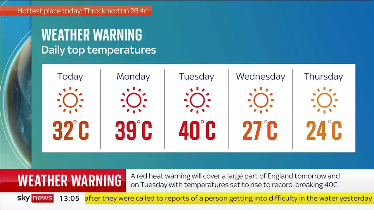 UK weather live: Warning of deaths from 'ferocious heat'; ambulances 'already operating at their peak'; Britons ought to 'enjoy the sunshine', says minister - despite 40C forecast