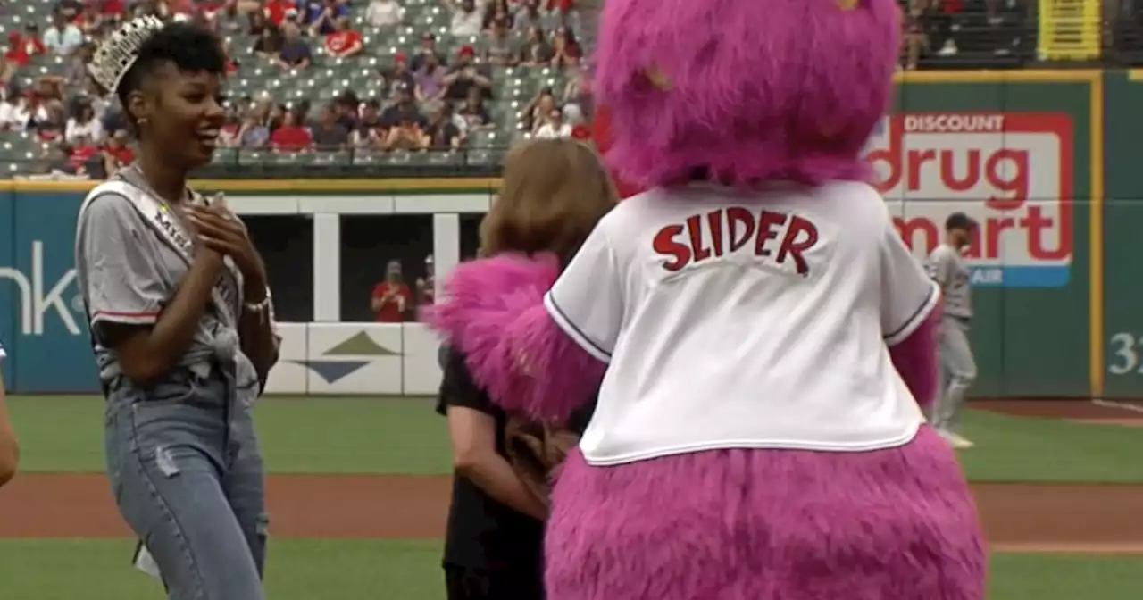 First Black Miss Ohio USA in 17 years throws first pitch at Guardians game