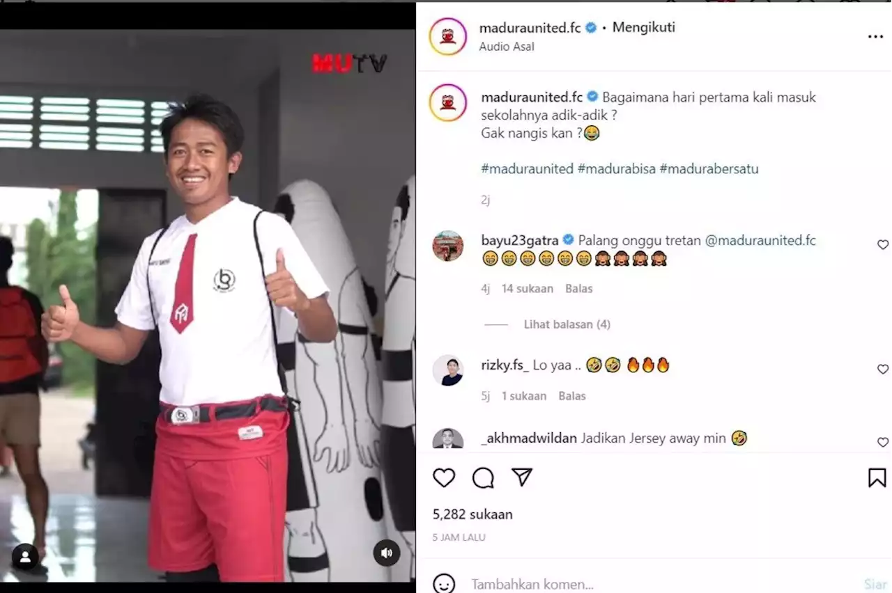 Saat Bayu Gatra Madura United Masuk Sekolah Hari Pertama, Hahaha