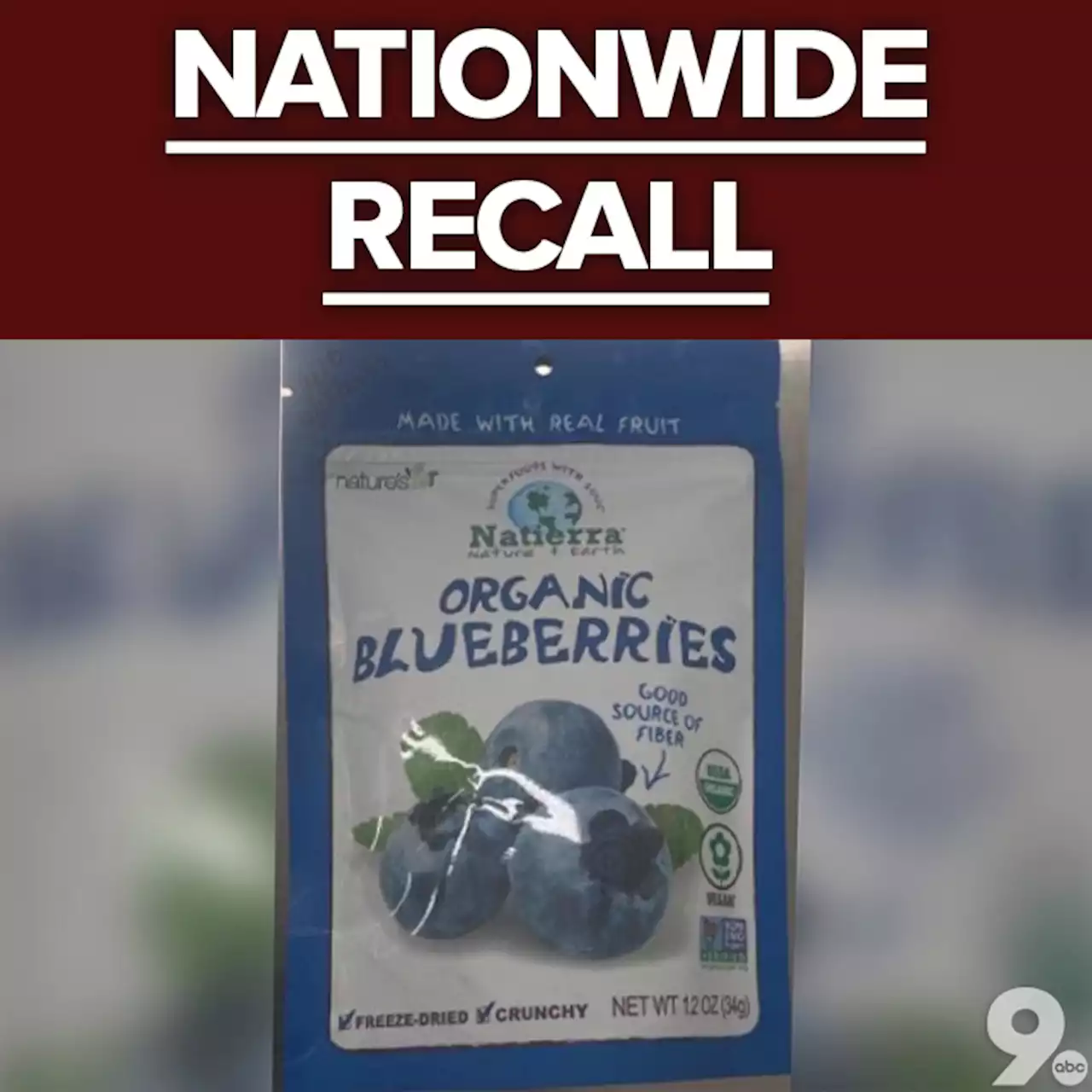 FDA: Natierra organic freeze-dried blueberries recalled due to levels of lead