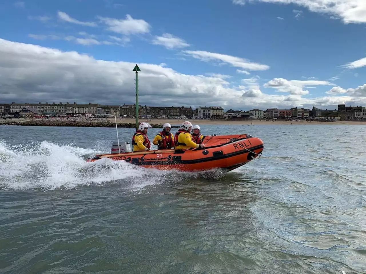 Morecambe lifeboat warning after three people cut off by tide near The Midland hotel