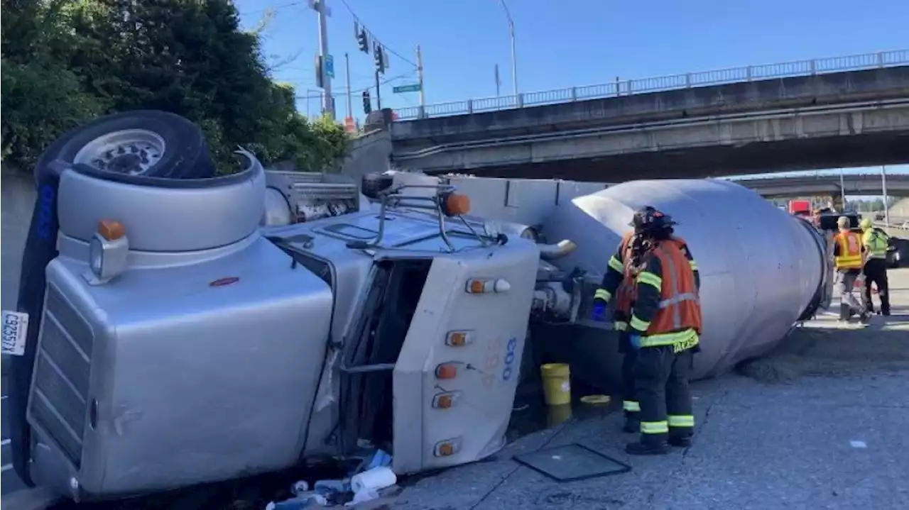 I-5’s rolled-over cement driver cited for negligence hours before company pours on I-5 project