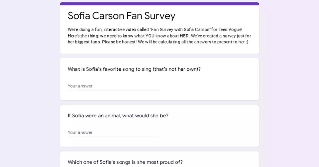 Sofia Carson Fan Survey