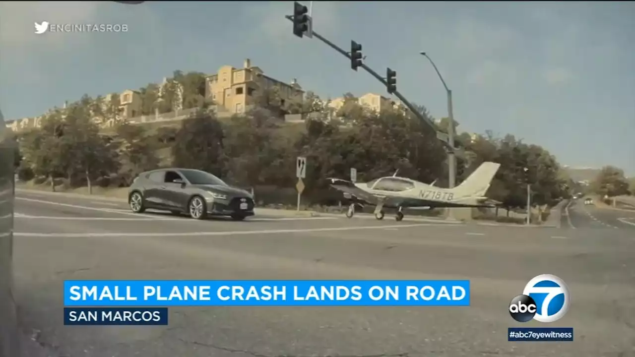 Small plane crash lands on road in San Marcos, hitting SUV on way down