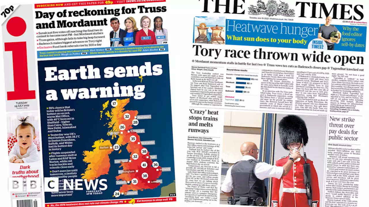 Newspaper headlines: 'Earth sends a warning' and Tory race 'wide open'