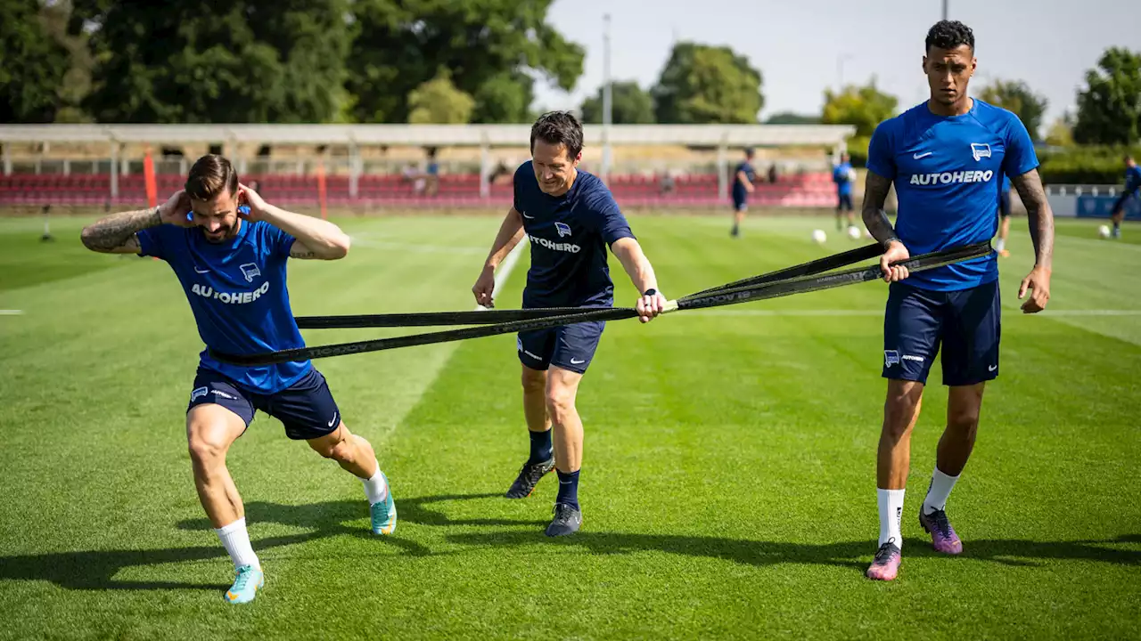 Anschnallen, Hertha-Fitnesstraining bei 38 Grad!