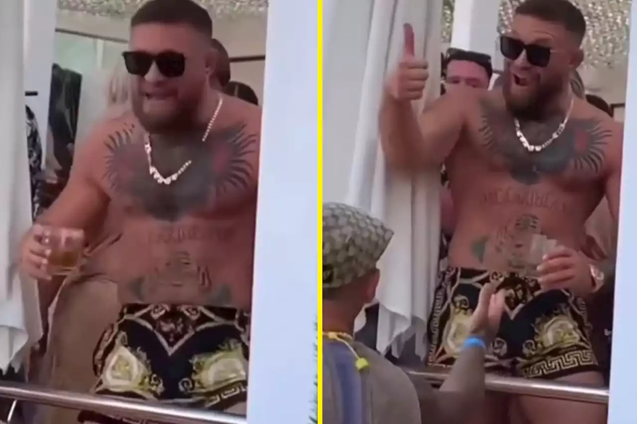 McGregor angrily reacts to fan throwing a hat at him during his Ibiza birthday party