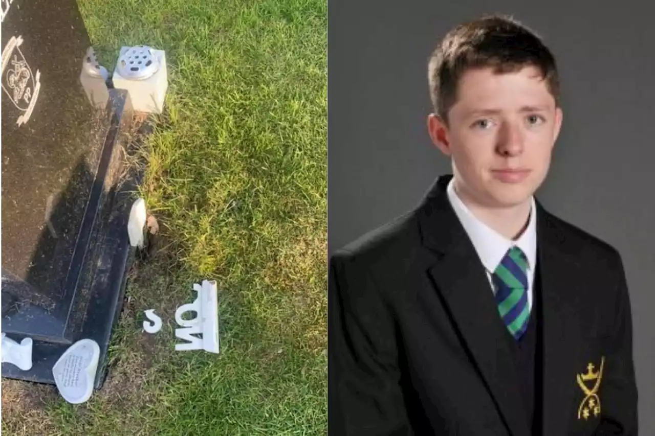 This is the sad state Dylan Crossey's grave has been left in after vandals target it