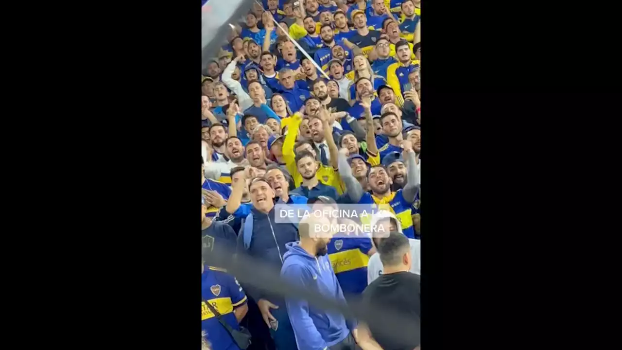 De la oficina a la cancha, sin escalas: el viral del hincha bostero que arrasa en redes