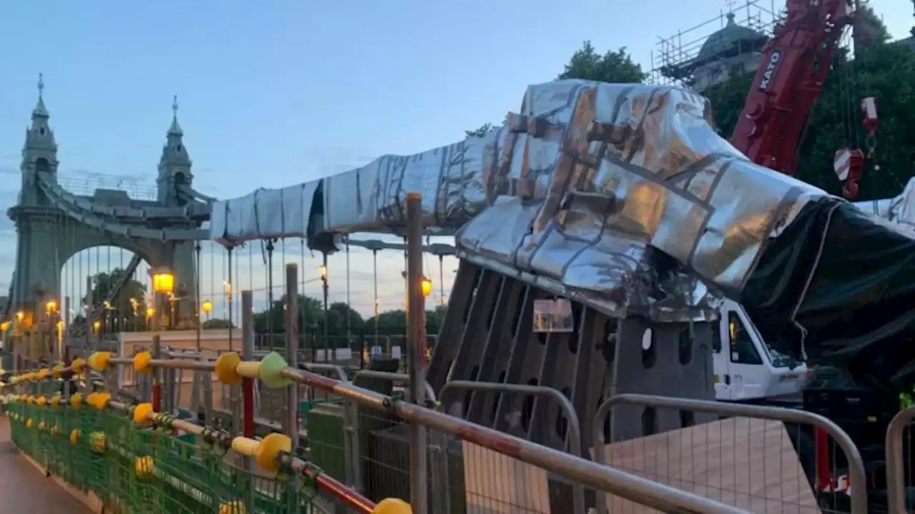 Wrapped in foil: Hammersmith Bridge is ready to take on the heat