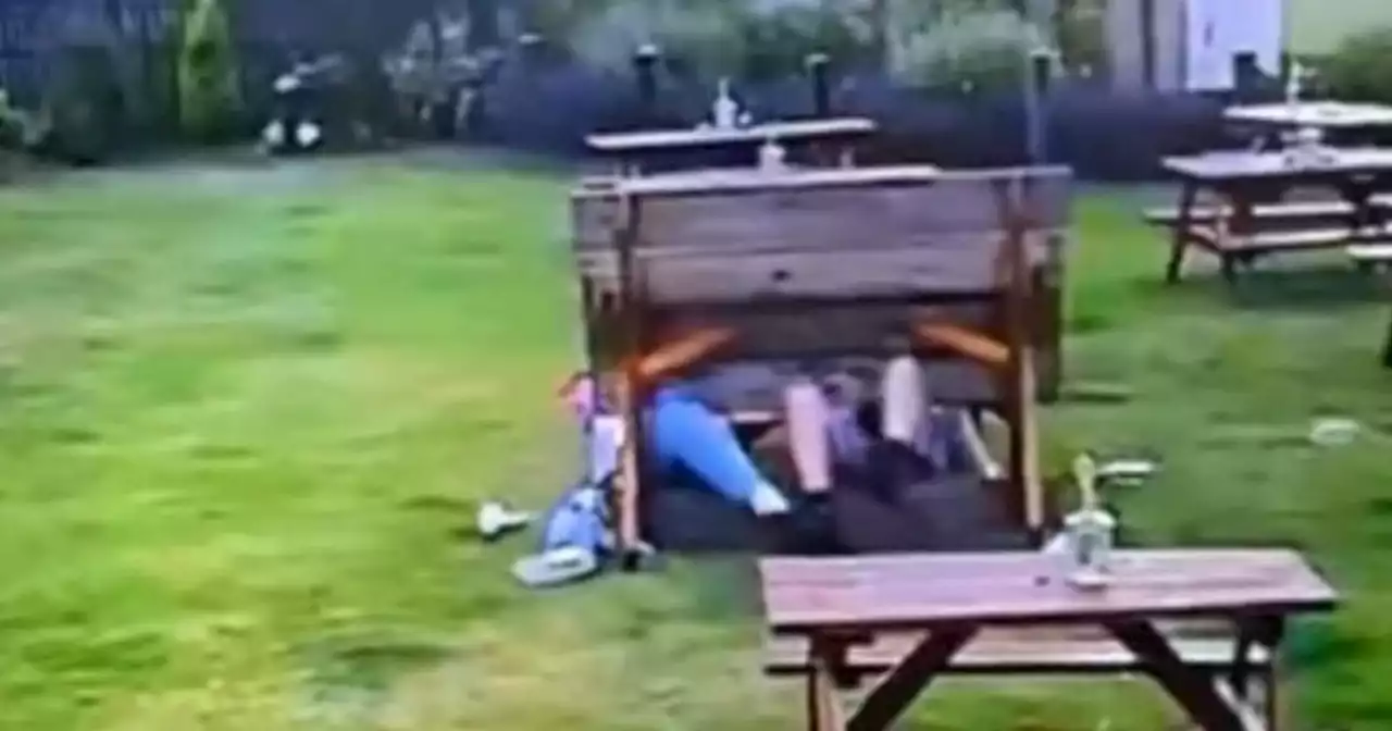 Two lads go viral after falling off bench in Leeds pub beer garden