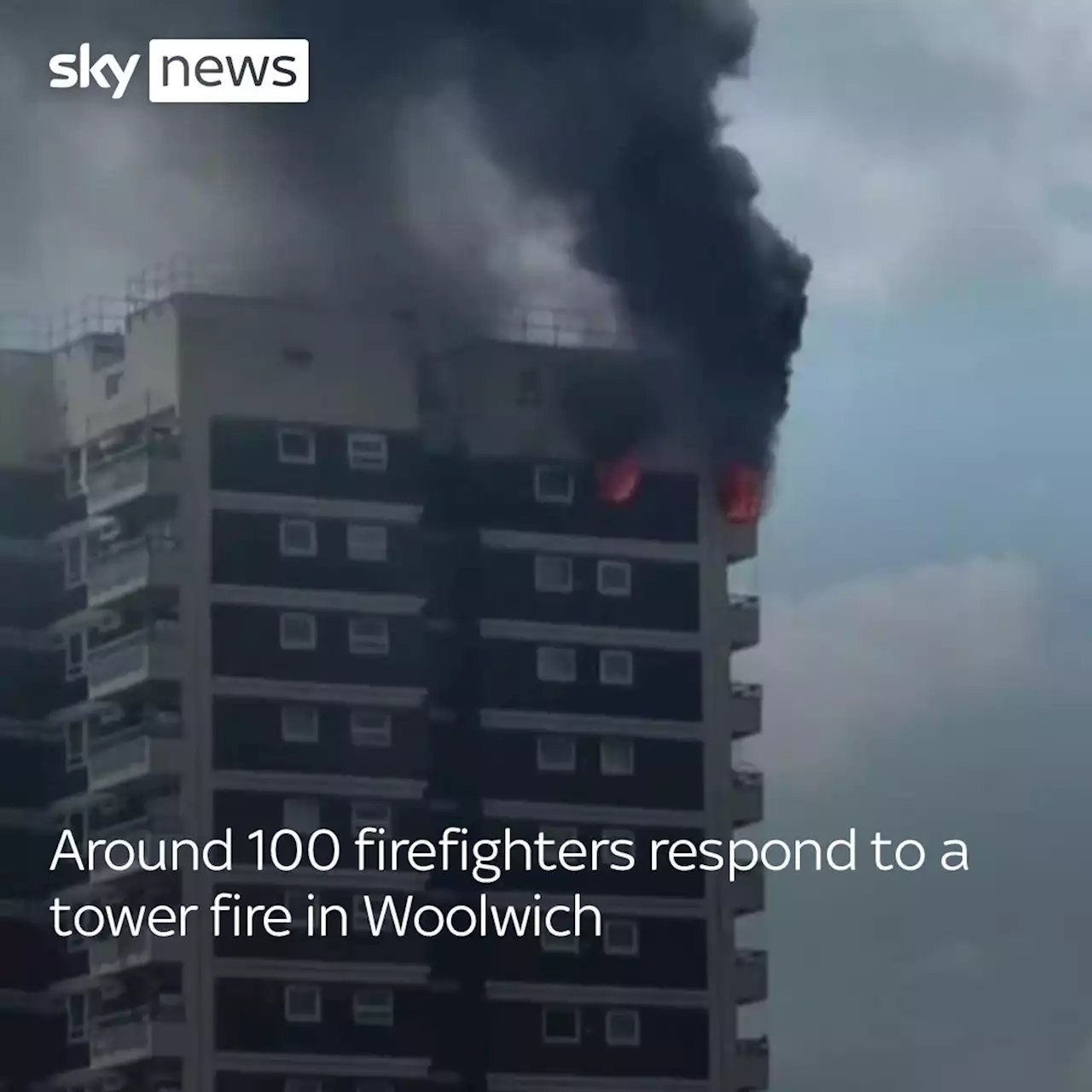 More than 100 firefighters tackle blaze in Woolwich tower block in east London