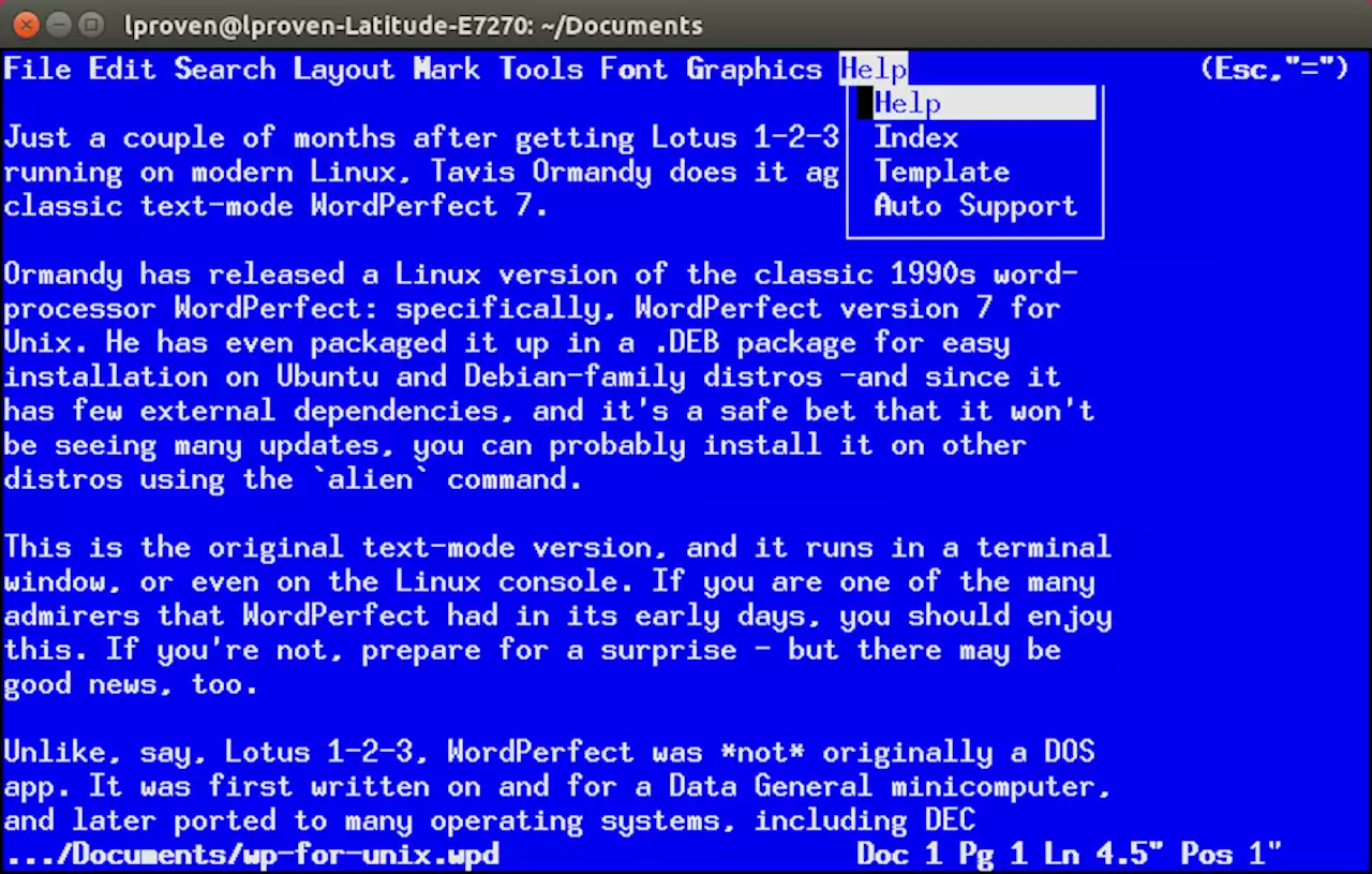 Tavis Ormandy ports WordPerfect for UNIX to Linux