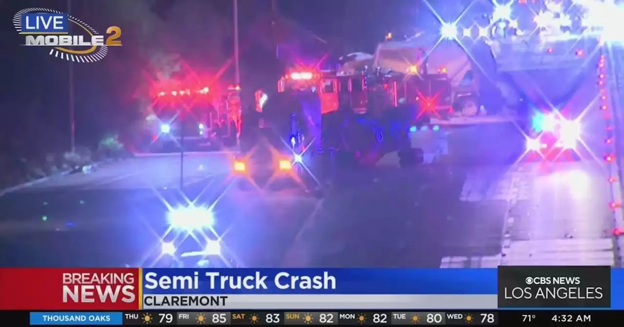 Crash involving three semi trucks halts traffic on westbound 210