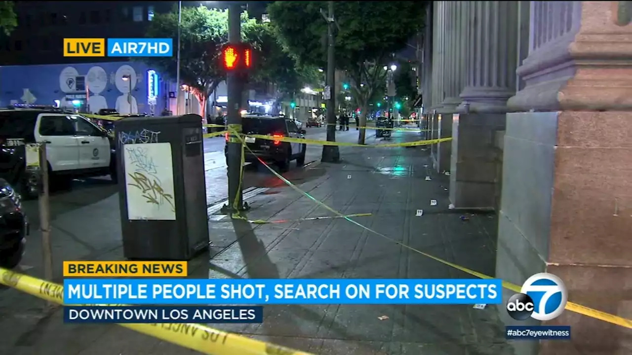 4 people shot in downtown Los Angeles, prompting search for multiple suspects