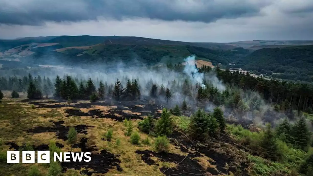 Ladybower Reservoir: Fire still burning after two days