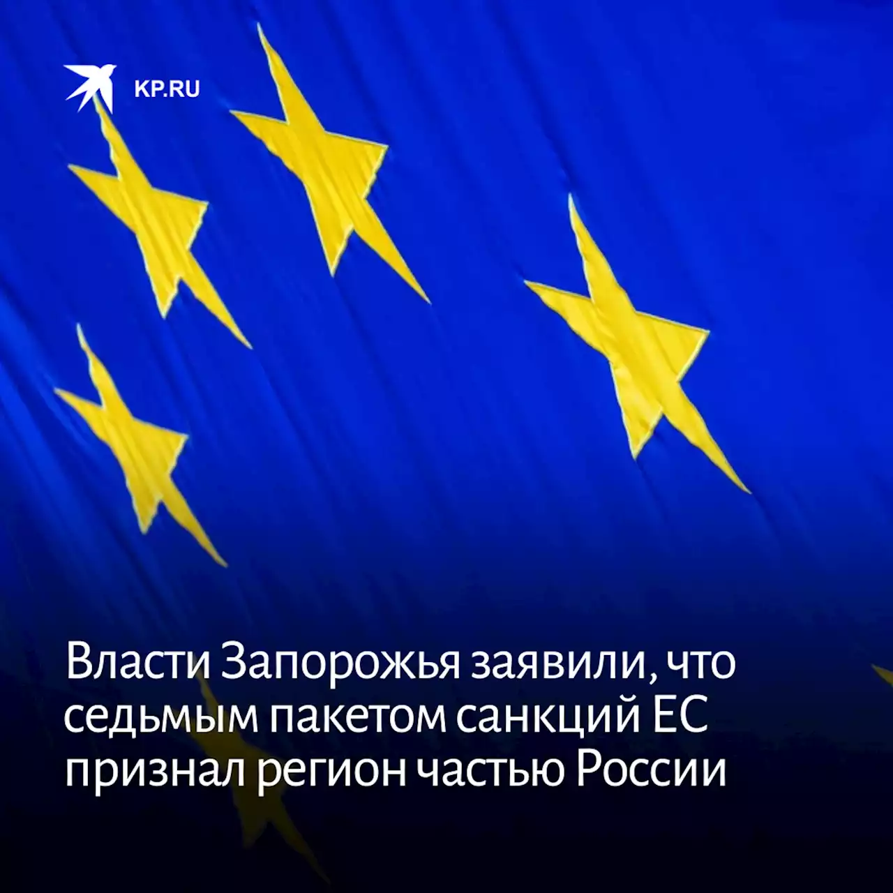 Власти Запорожья заявили, что седьмым пакетом санкций ЕС признал регион частью России