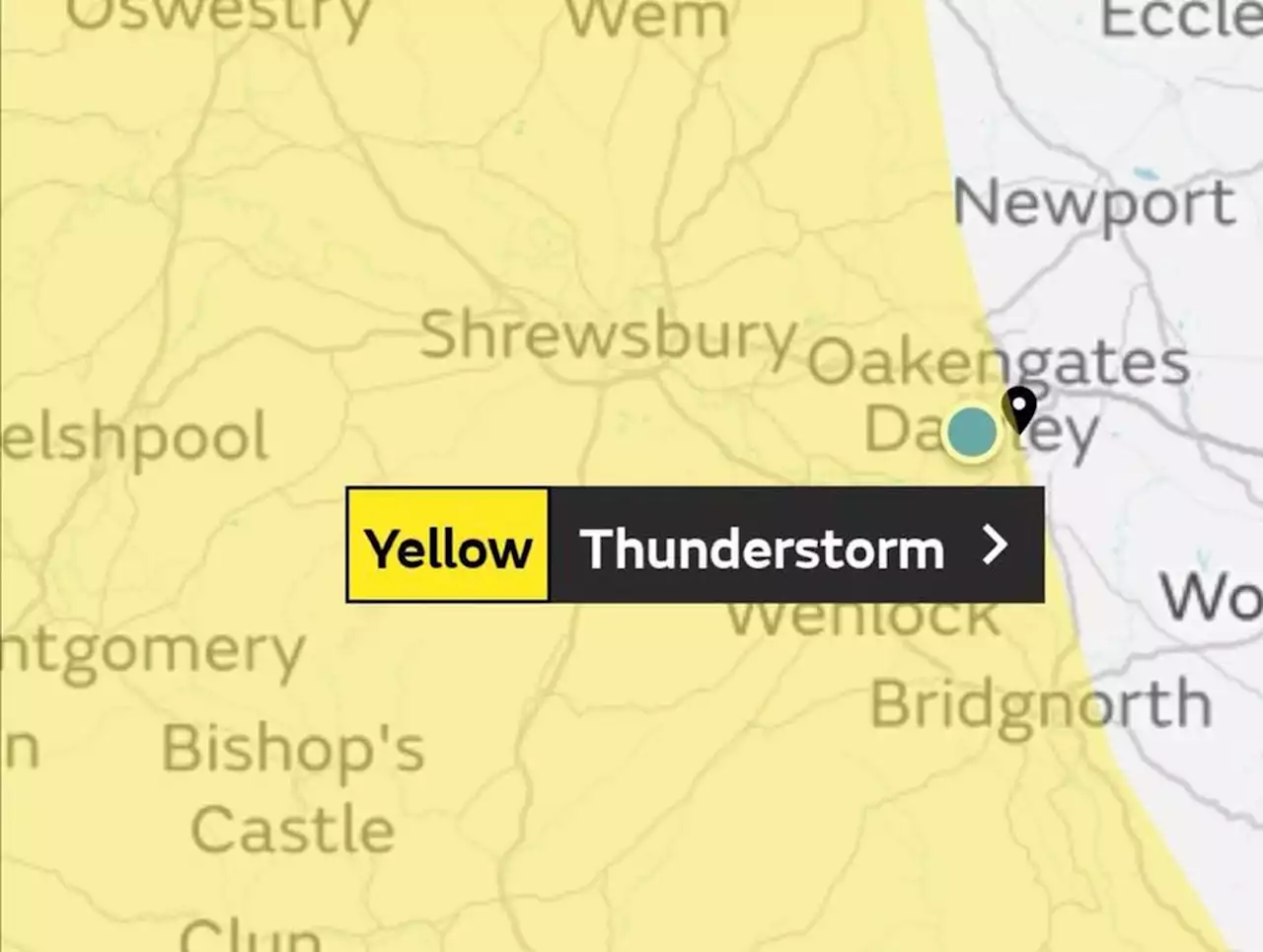 Yellow warning of thunderstorms issued for majority of Shropshire and Mid Wales