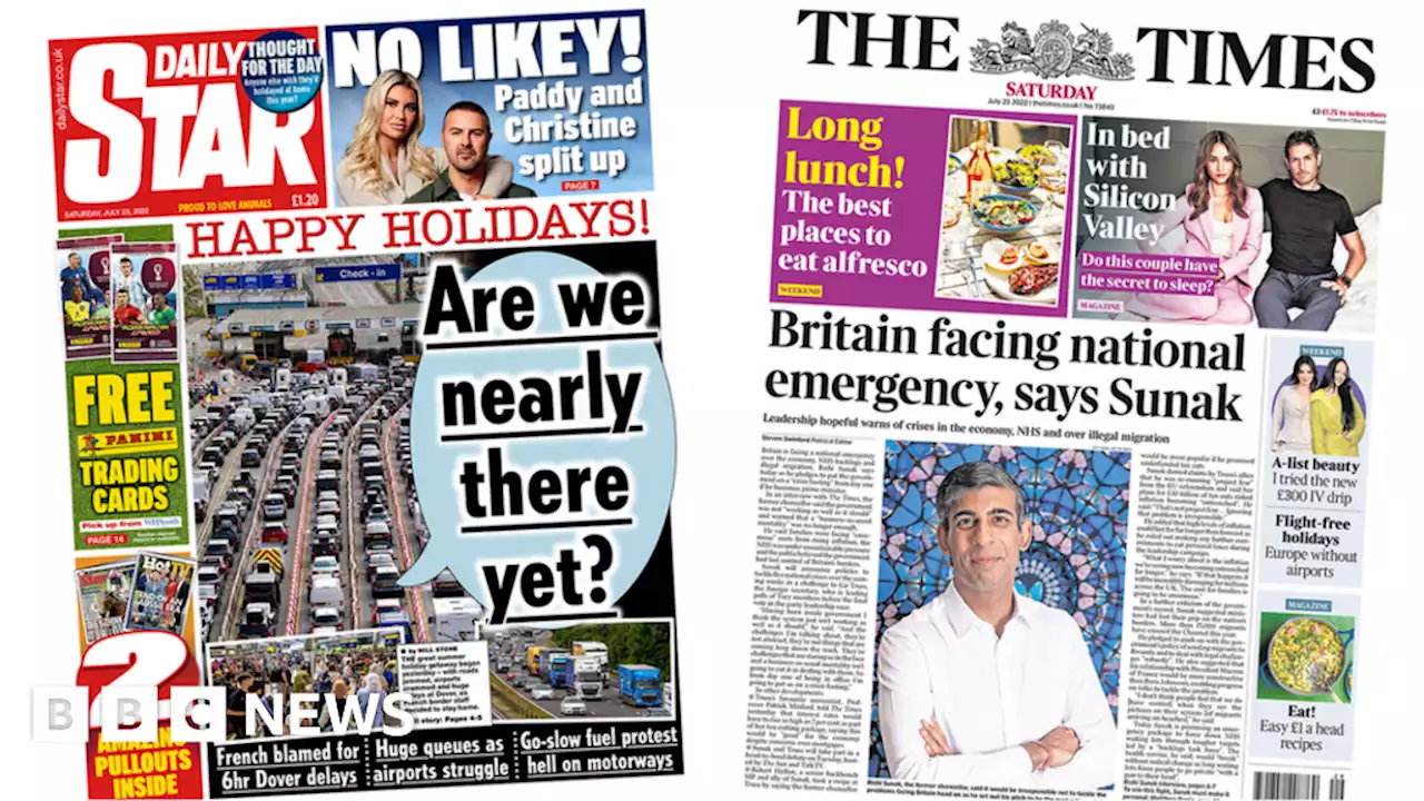 Newspaper headlines: 'Wish you weren't here' and Sunak's crisis warning