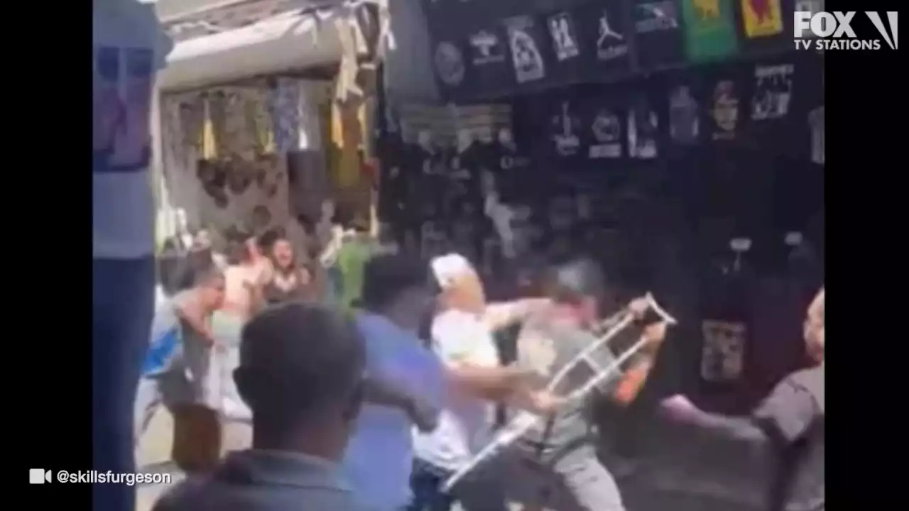 Brawl breaks out in Los Angeles' Fashion District