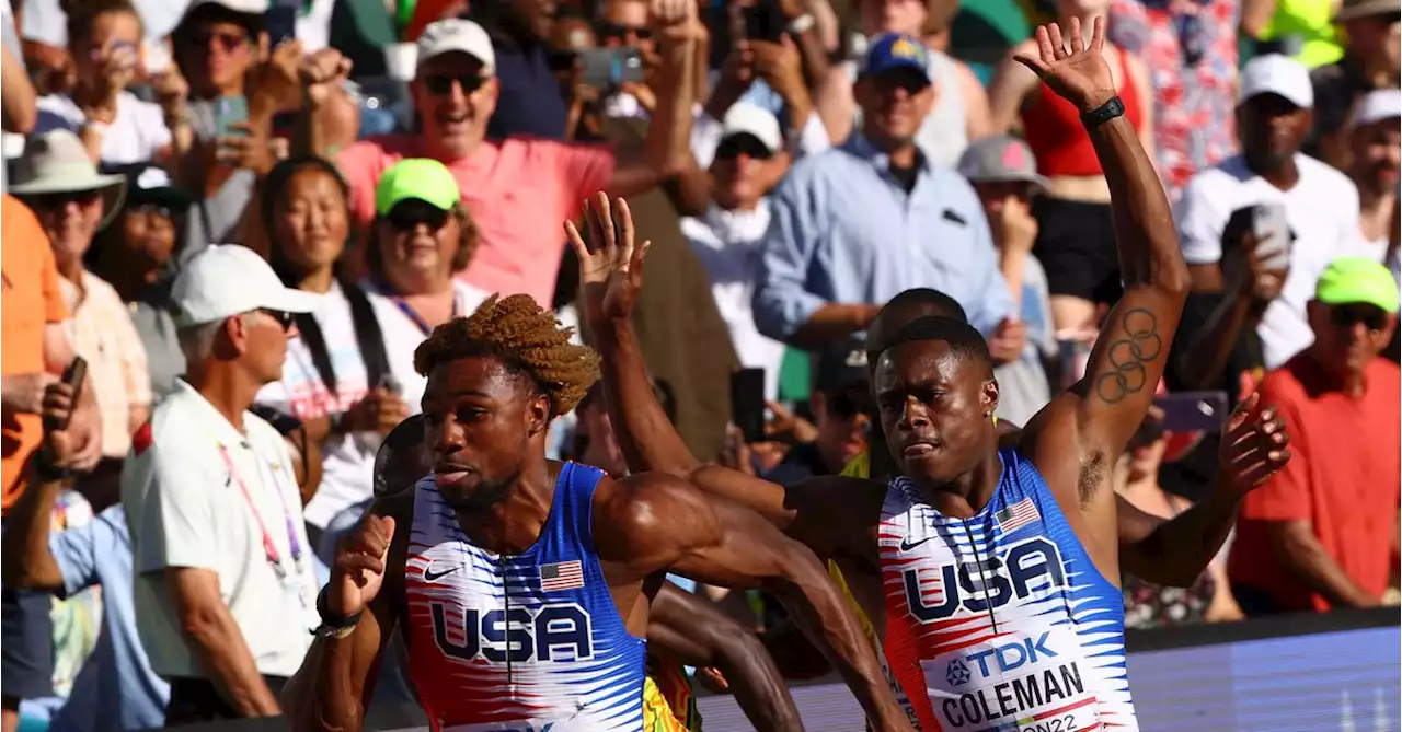 US get baton home safely to reach men's 4x100 relay final