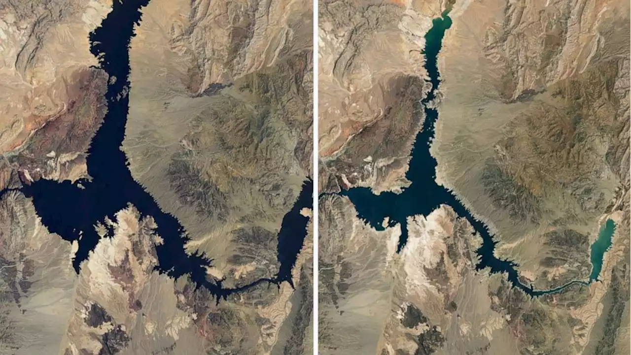 Dramatic satellite images show how much water levels in Lake Mead have receded since 2000