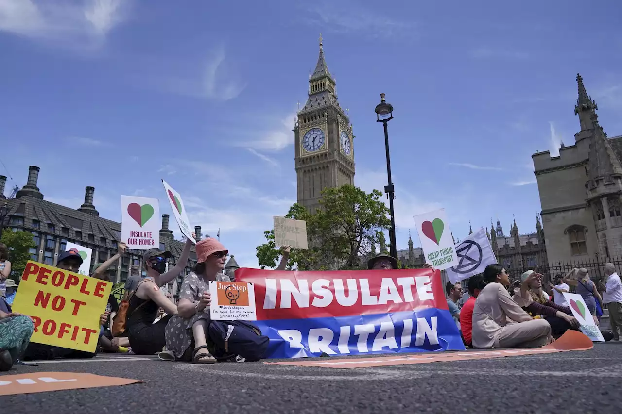 Protesters in UK decry climate change after record heat wave