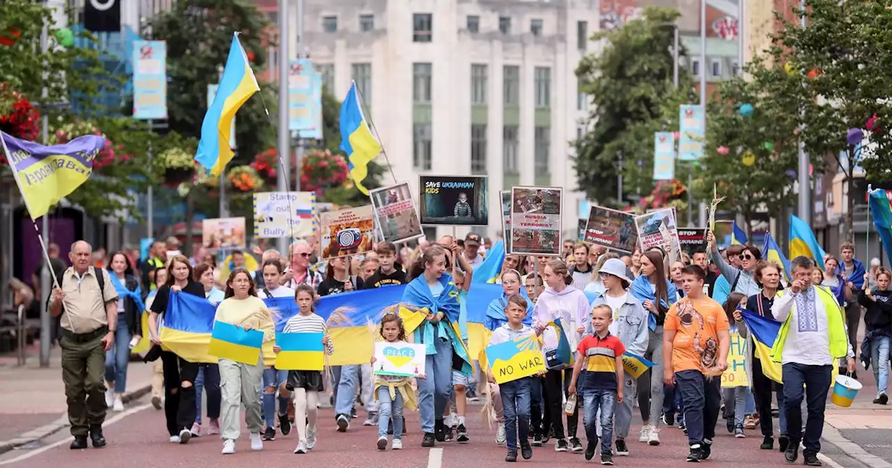 Ukrainians call for continued support at Belfast rally