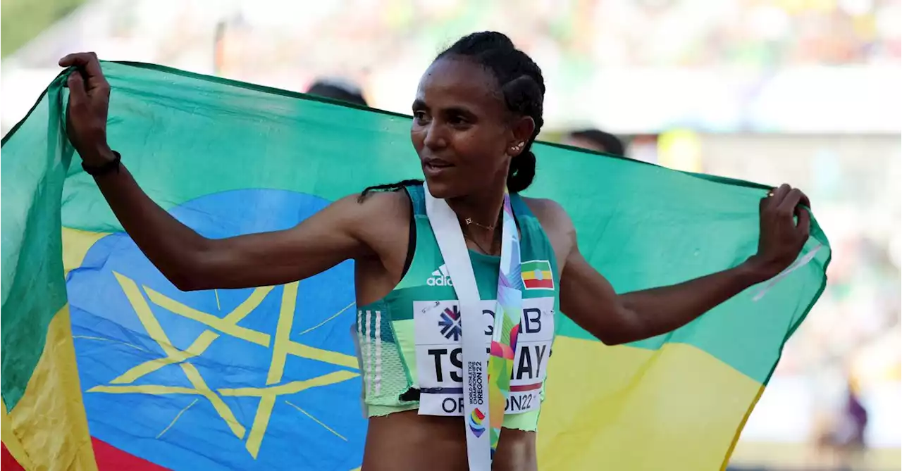 Ethiopia's Tsegay holds on to win world 5,000m gold