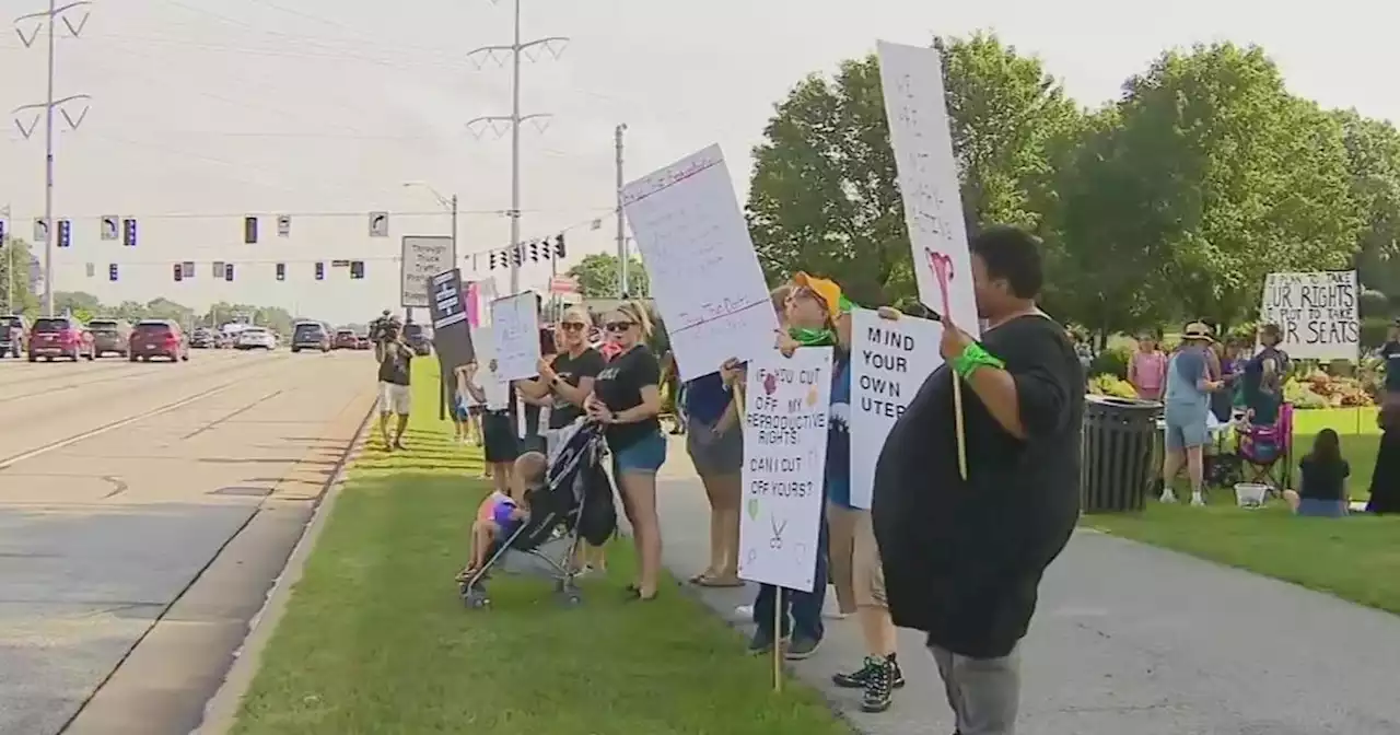 Dozens gather for protest in Indiana as Republicans propose near-total ban on abortion