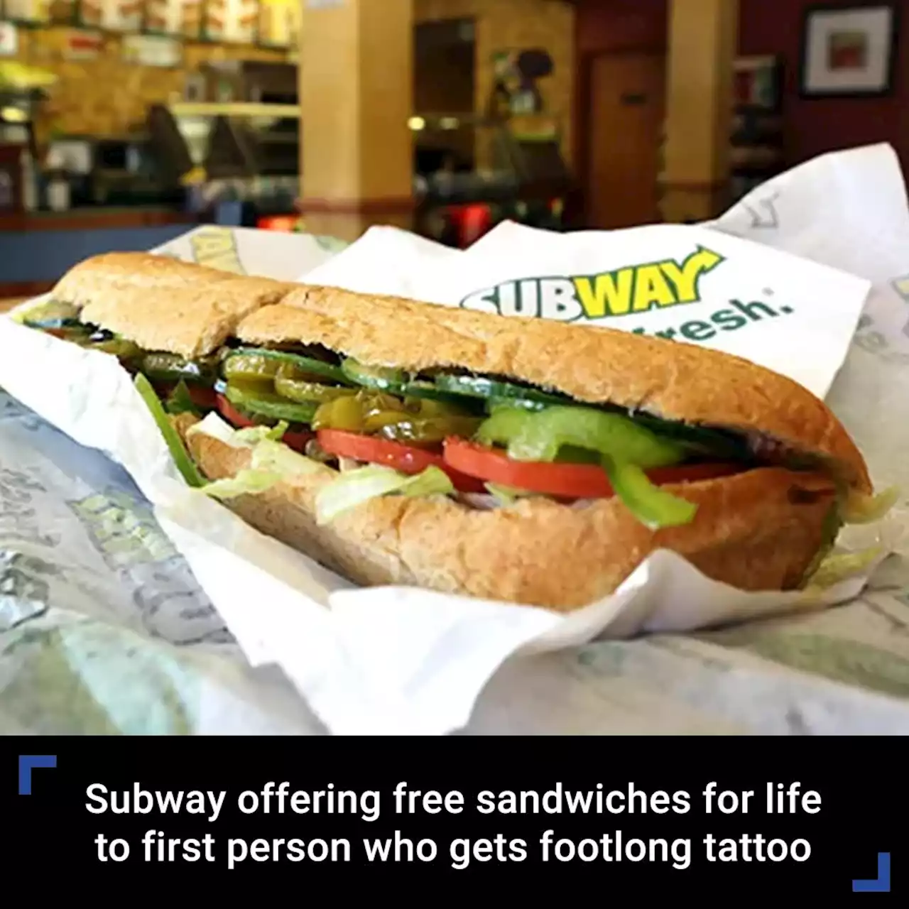 Subway offering free sandwiches for life to first person who gets footlong tattoo