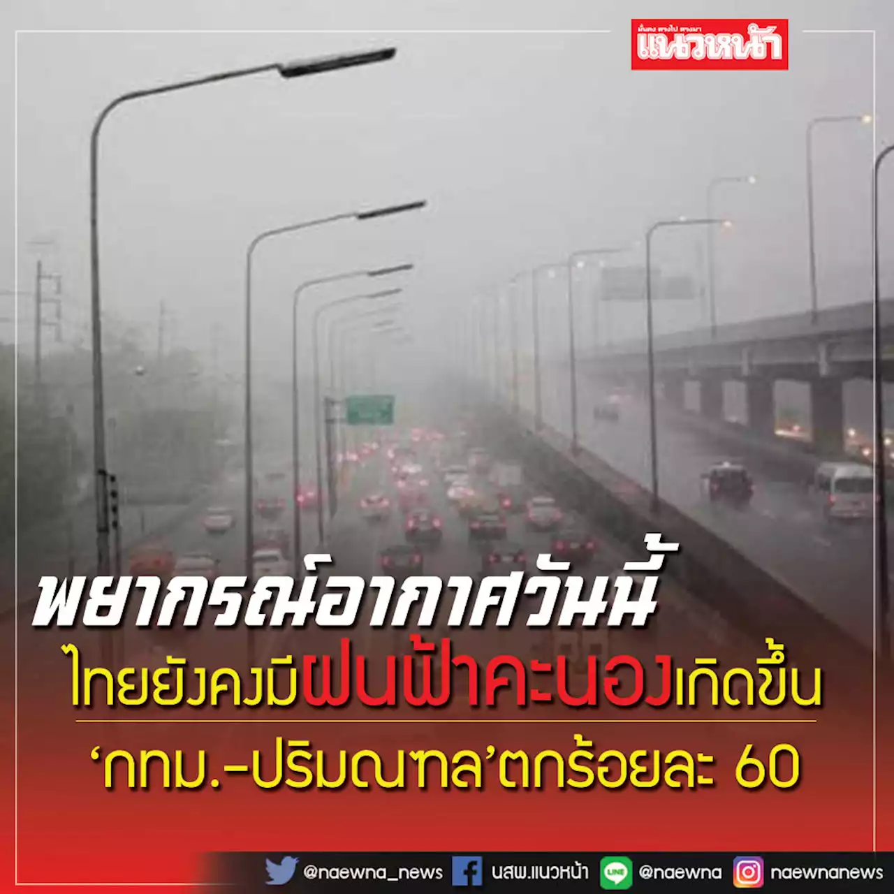 ไทยยังคงมีฝนฟ้าคะนองเกิดขึ้น 'กทม.-ปริมณฑล'ตกร้อยละ 60