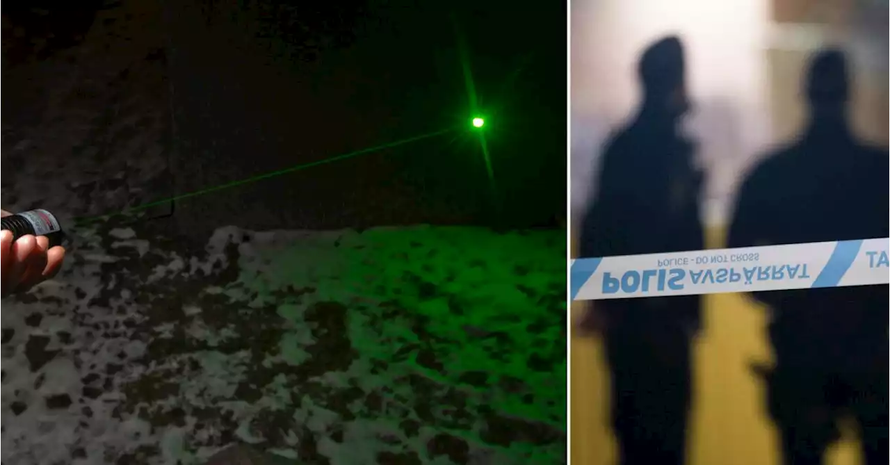 Polis träffades i ögonen med grön laser